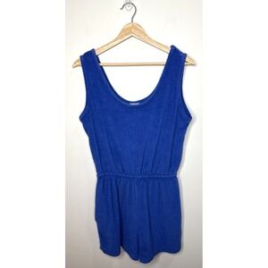 Vintage Wear It Out Terry Cloth Romper Blue Medium Tank One Piece Shorts 80s 90s